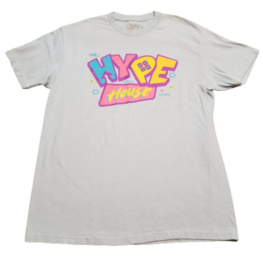 Hype House S/S T-Shirt Tee Light Blue Multi Men's Large L Tik Tok Trendy Casual